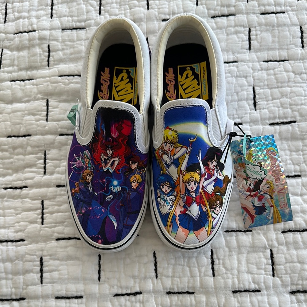 Vans Sailor Moon Slip-On Shoes - White and Blue